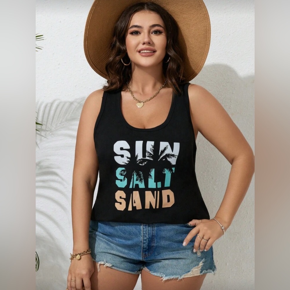 🆕 Sun Salt Sand Black Graphic Tank Top